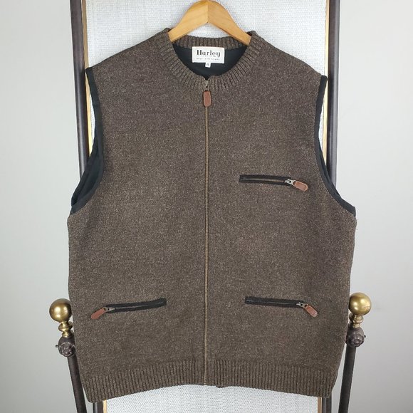 Harley of Scotland Mens Size 2xl Full Zip Wool Vest Made in Scotland